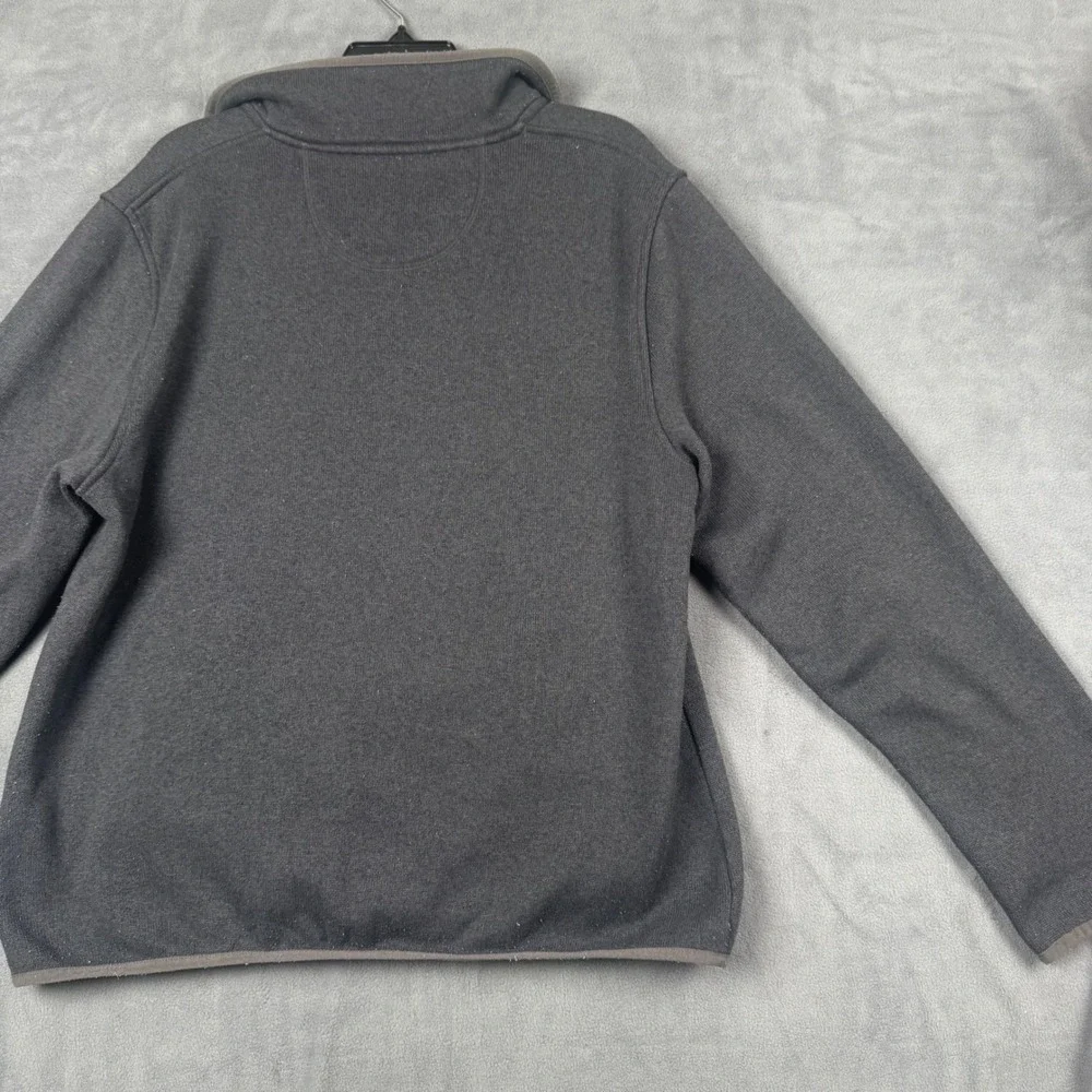 LL‎ Bean Mens Sweater Fleece Pullover Charcoal Gray Snap Neck L REG 298056